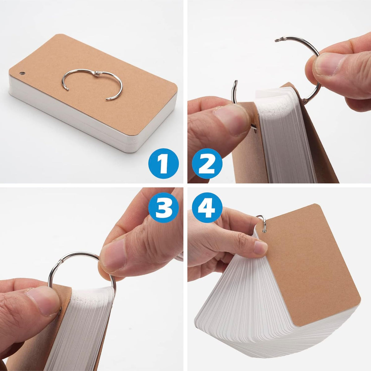 3x5 Blank Index Cards Study Flash Cards with Rings