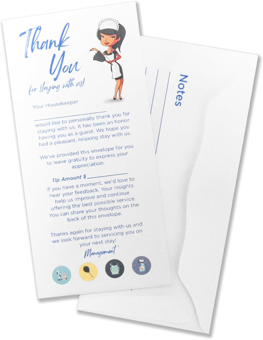 Housekeeping Envelopes for Tips, Gratuity | Hotel Envelopes for Cleaning | Perfect for