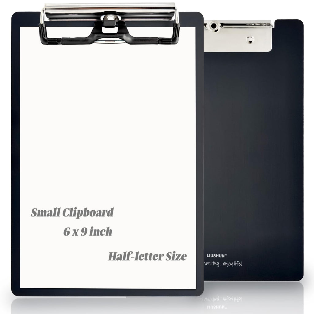 Small Aluminum Clipboard Metal A5 Memo Clip Boards w/Hangable Pen Holder