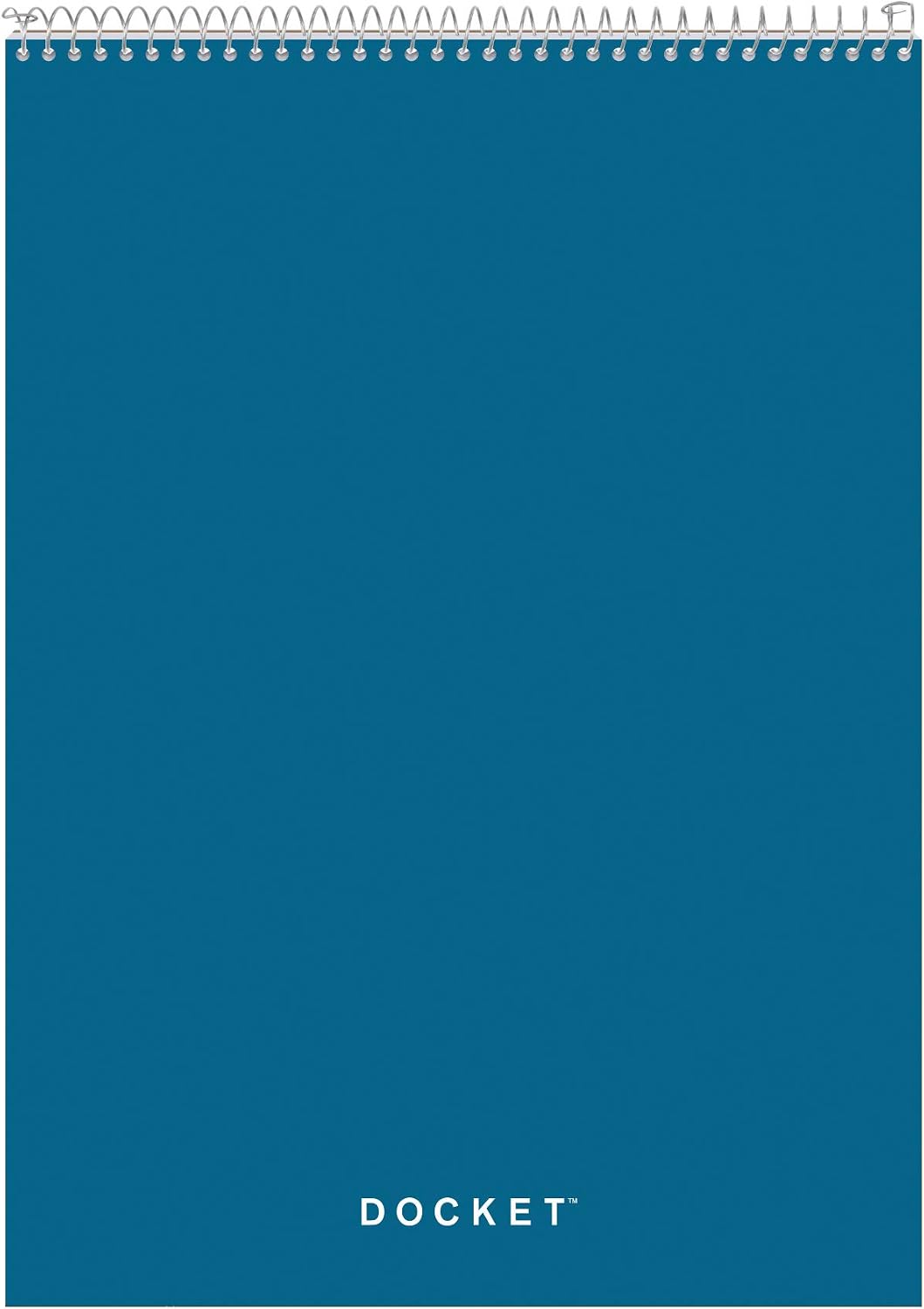TOPS 63631 Docket Wirebound Ruled Pad w/Cover, 8 1/2 x 11 3/4, White, 70 Sheets