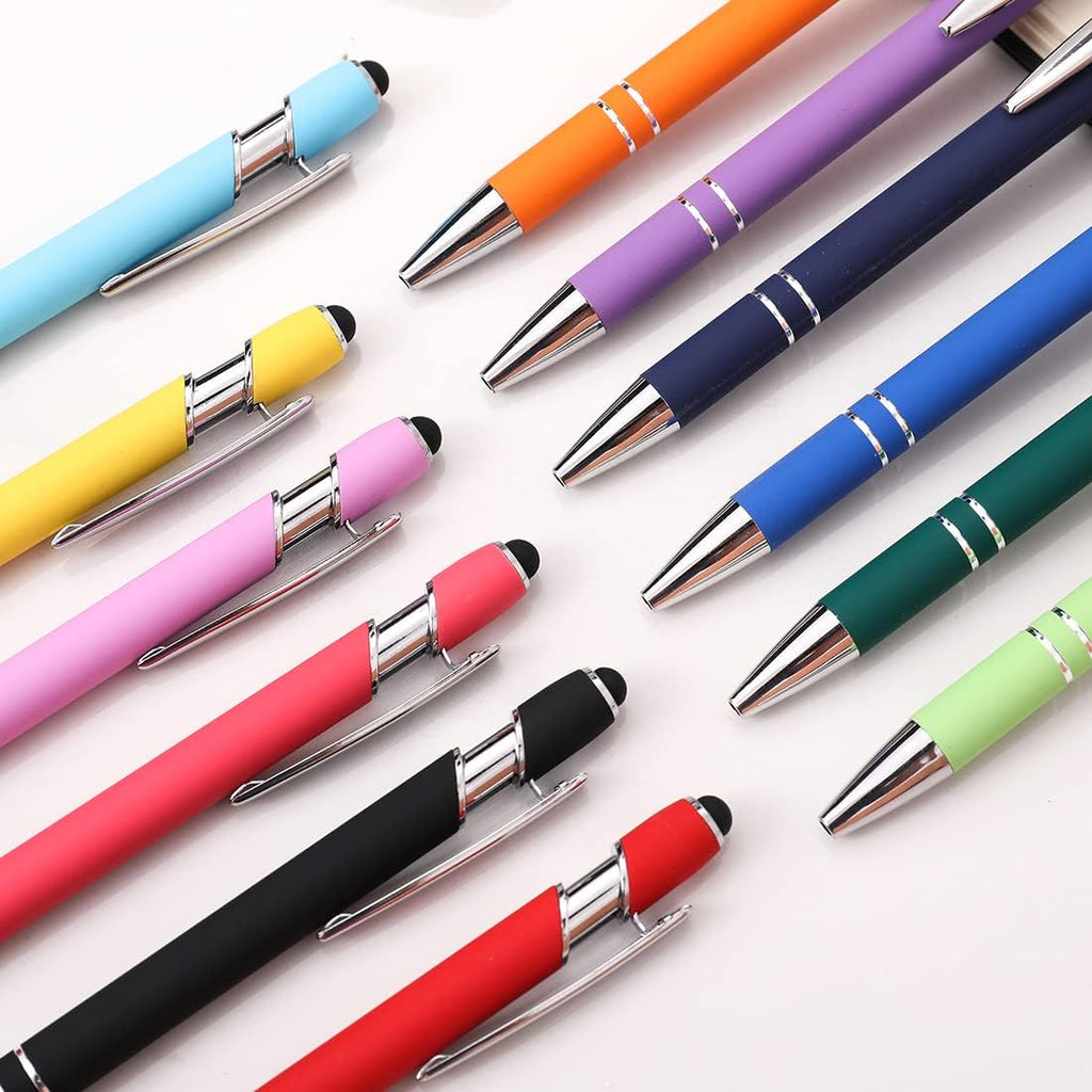 Oddmoal Ballpoint Pen with Stylus Tip, Soft Touch Click Metal Pen, 1.0mm Medium Point