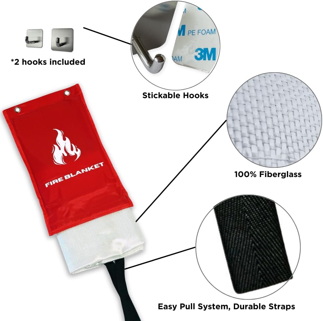 1X Fire Blanket for Home Safety Emergency for Kitchen Fiberglass Fire Blankets Fireproof