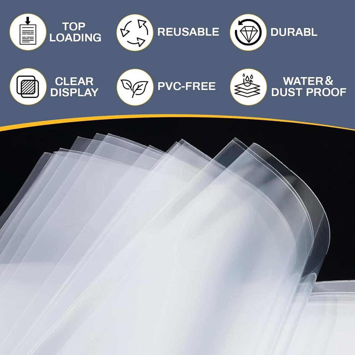 150 Pcs Clear Sheet Protectors No Holes, 8.5" x 11" Page Sleeves Protectors