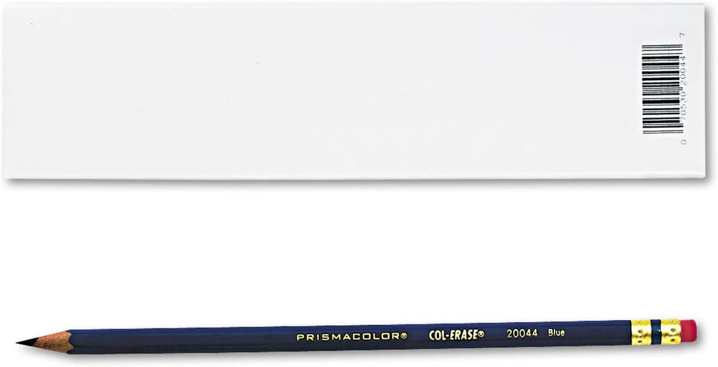Prismacolor Col-Erase Erasable Colored Pencil w/Eraser, Blue Lead, 12 Count