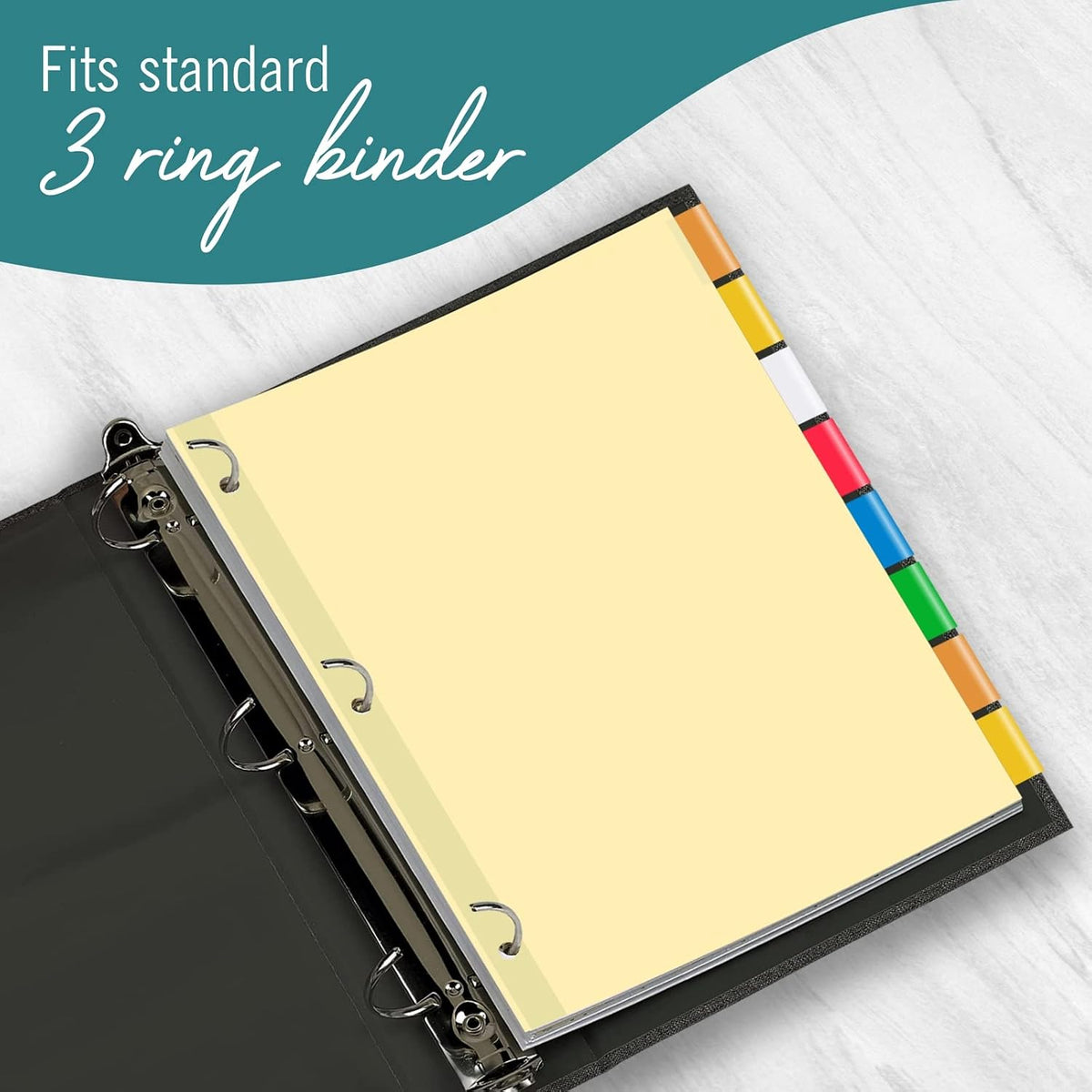 8-Tab Binder Dividers for 3 Ring Binder, Insertable Multicolor Big Tabs