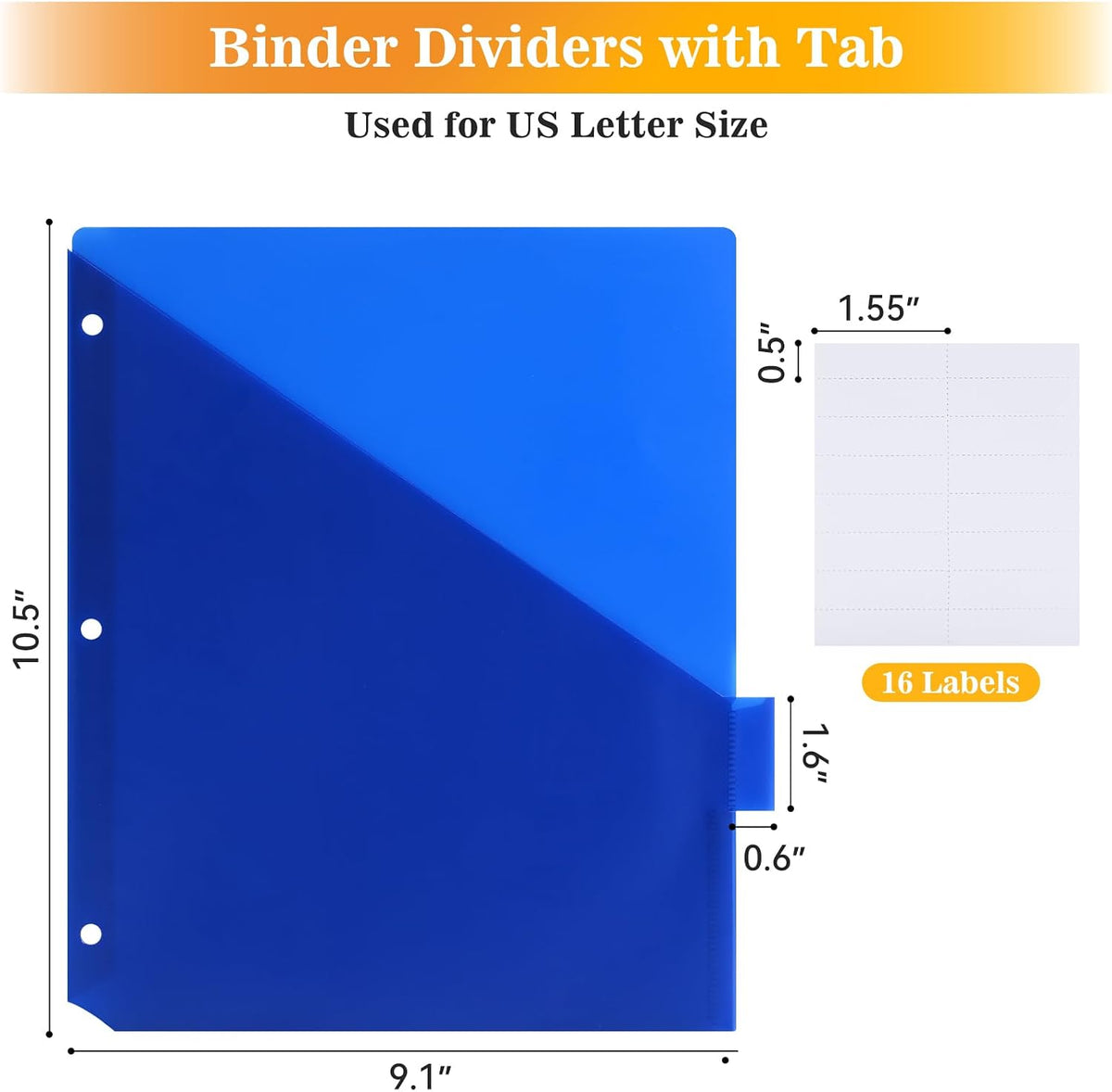 SUQJOY 8-Tab Dividers for 3 Ring Binder, 24 Count Binder Dividers with Pockets