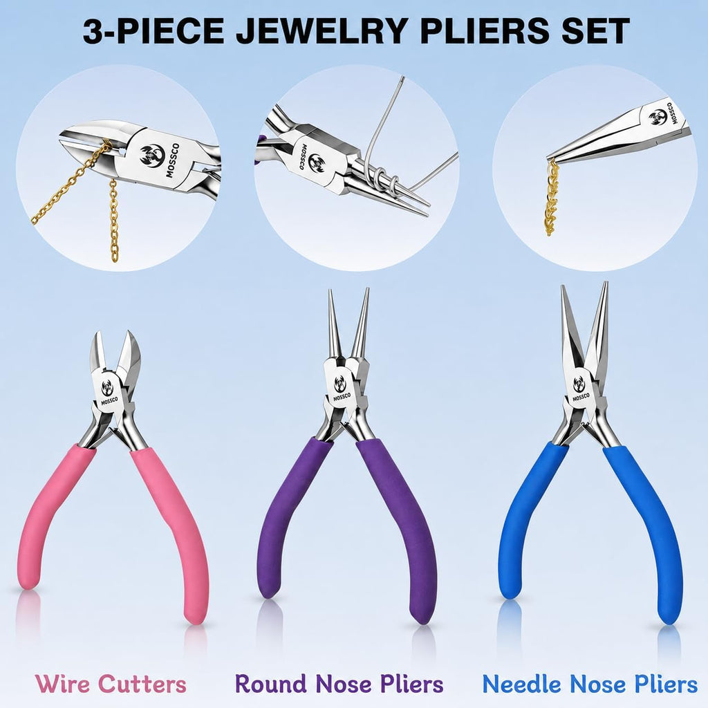Jewelry Pliers Set, 3-Piece Mini Jewelry Making Tools with Round Nose