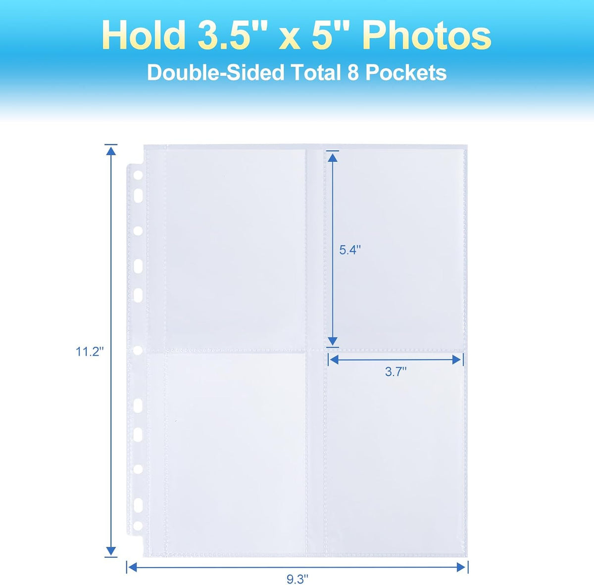 60 Pack 3.5x5 Album Refill Pages for 3 Ring Binder