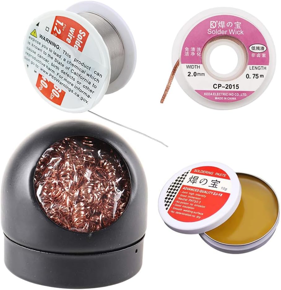 4-in-1 welding tool set, soldering iron tip cleaner + 0.6mm solder wire (1.76 oz / 50 g)