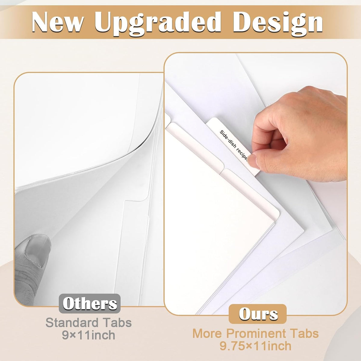 Recipe Dividers for 3 Ring Binder Set 9 3/4”×11” Black and Pre-Printed Recipe Binder