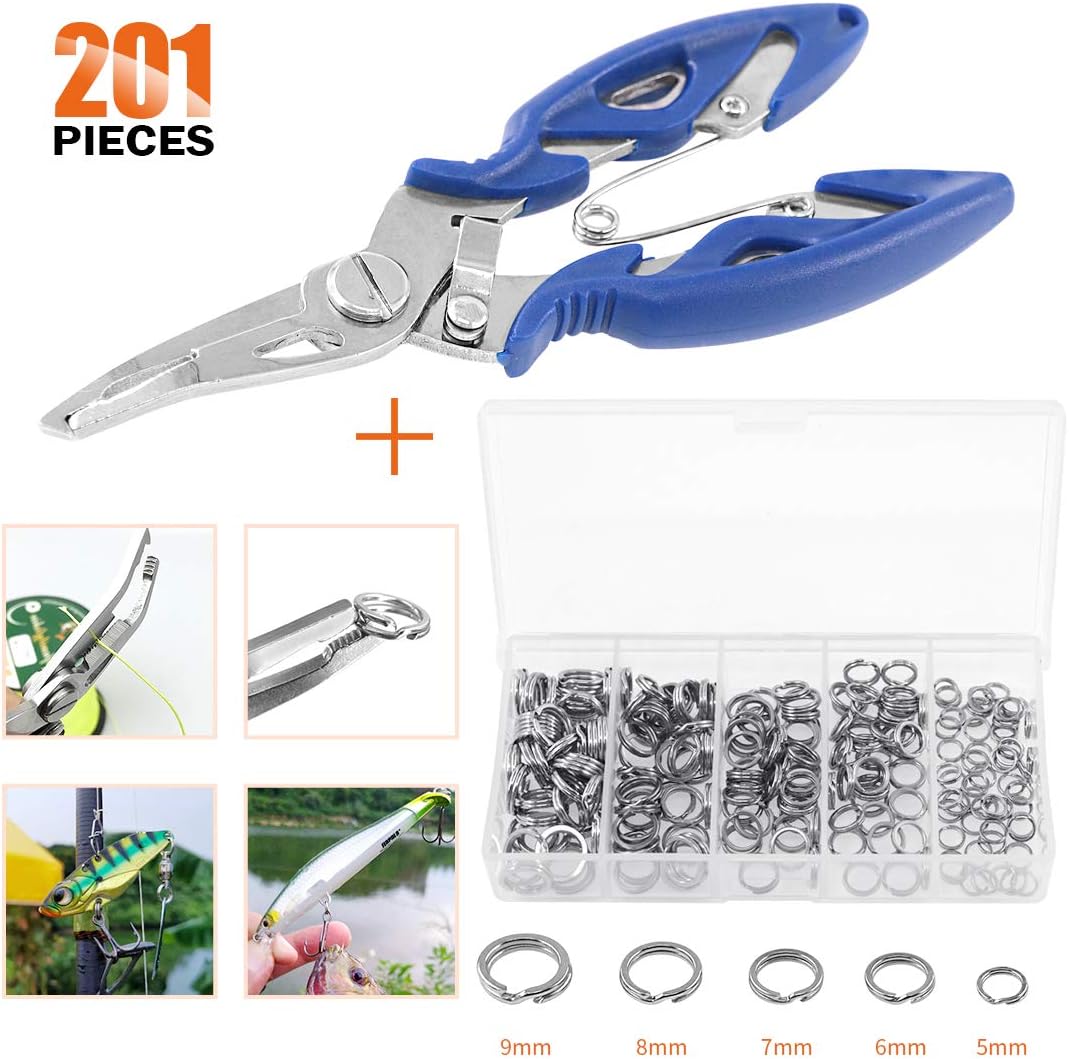 201 Pcs Stainless Steel Fishing Split Rings 5 Sizes Double High Strength Lure Tackle