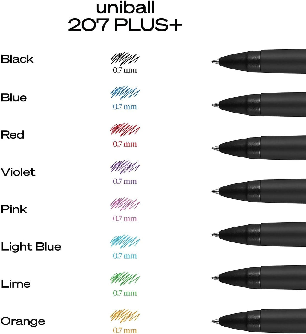 uniball™ 207 Plus+ Gel Pens, Black Ink, 0.7mm Medium Point, 12 Count