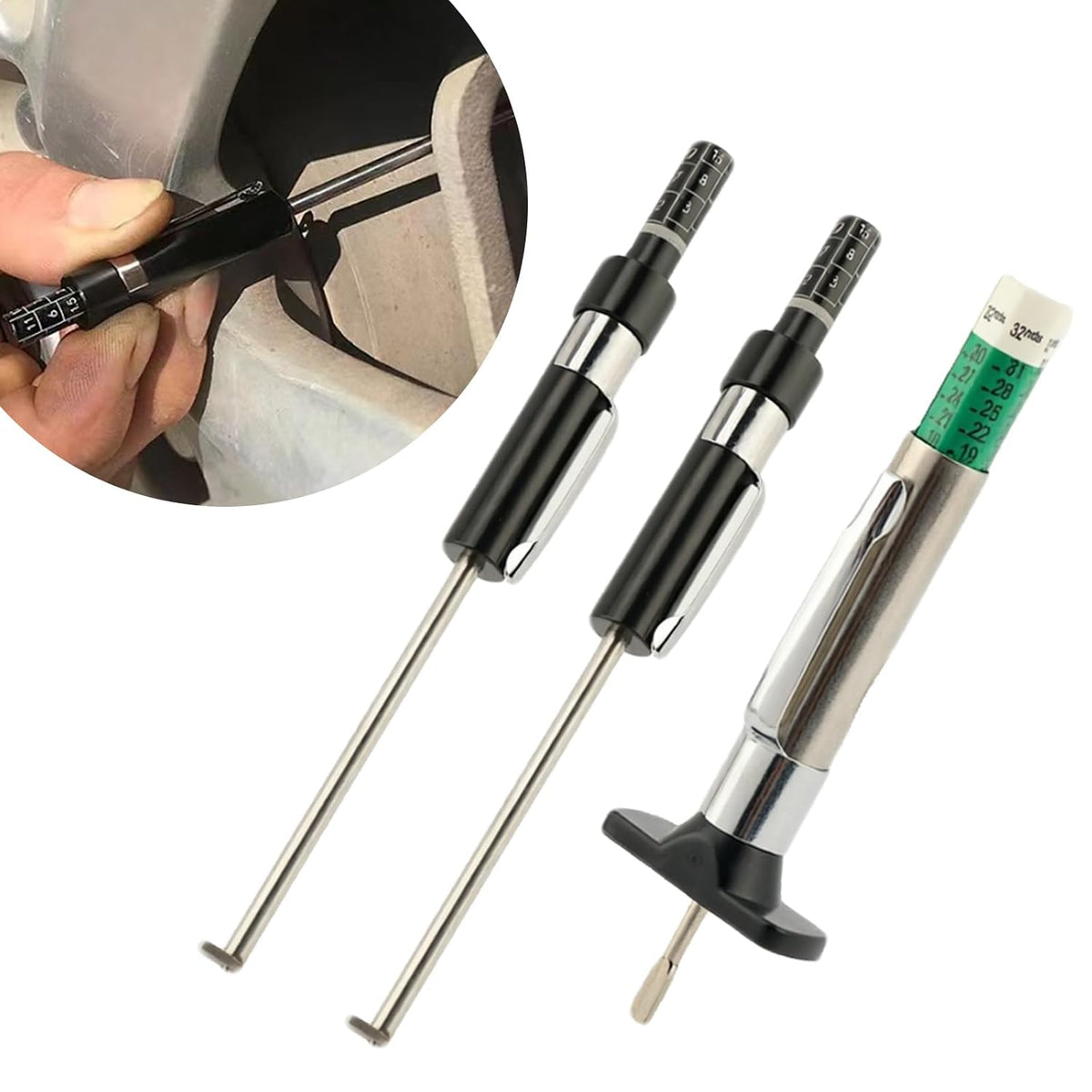 3Pcs Car Brake Pad Thickness Gauge Measure Tool with Scale, 0–15 mm