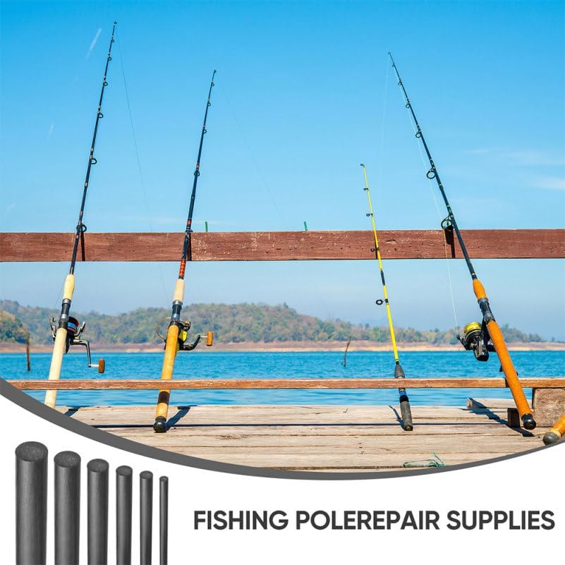 12PCS Carbon Fiber Fishing Rod Repair Parts Kit Solid Carbon Fiber