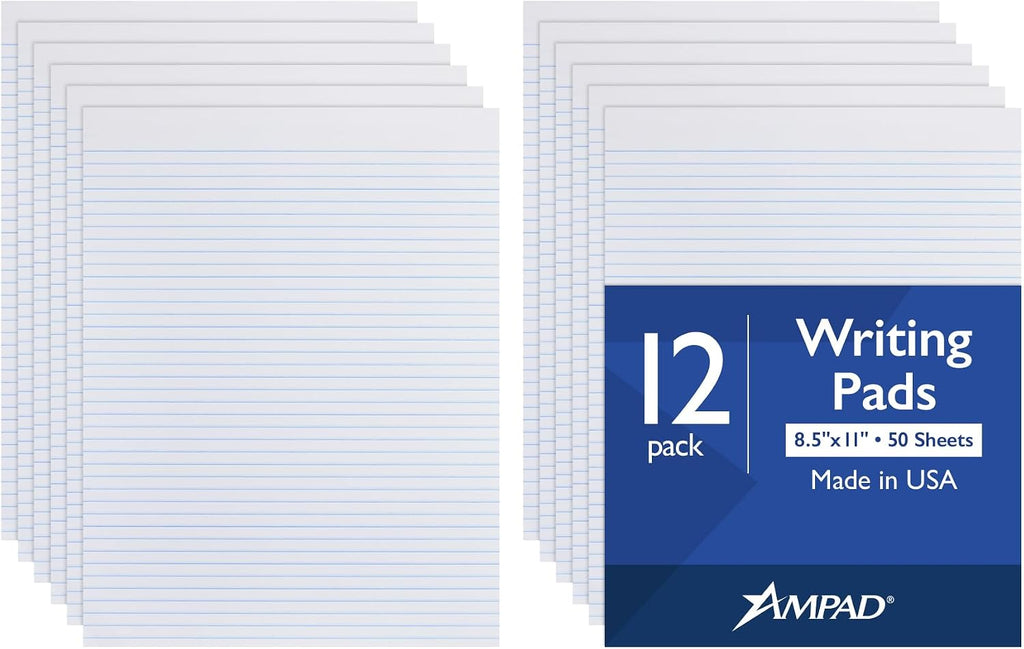 Ampad Evidence Glue Top Writing Pads, 8-1/2 x 11 Pads, Narrow Rule, White, 50 Sheets