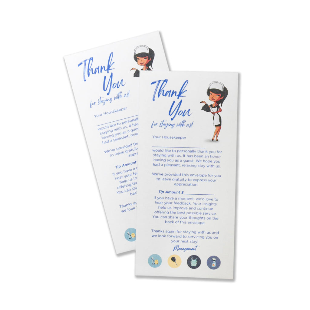 Housekeeping Envelopes for Tips, Gratuity | Hotel Envelopes for Cleaning | Perfect for
