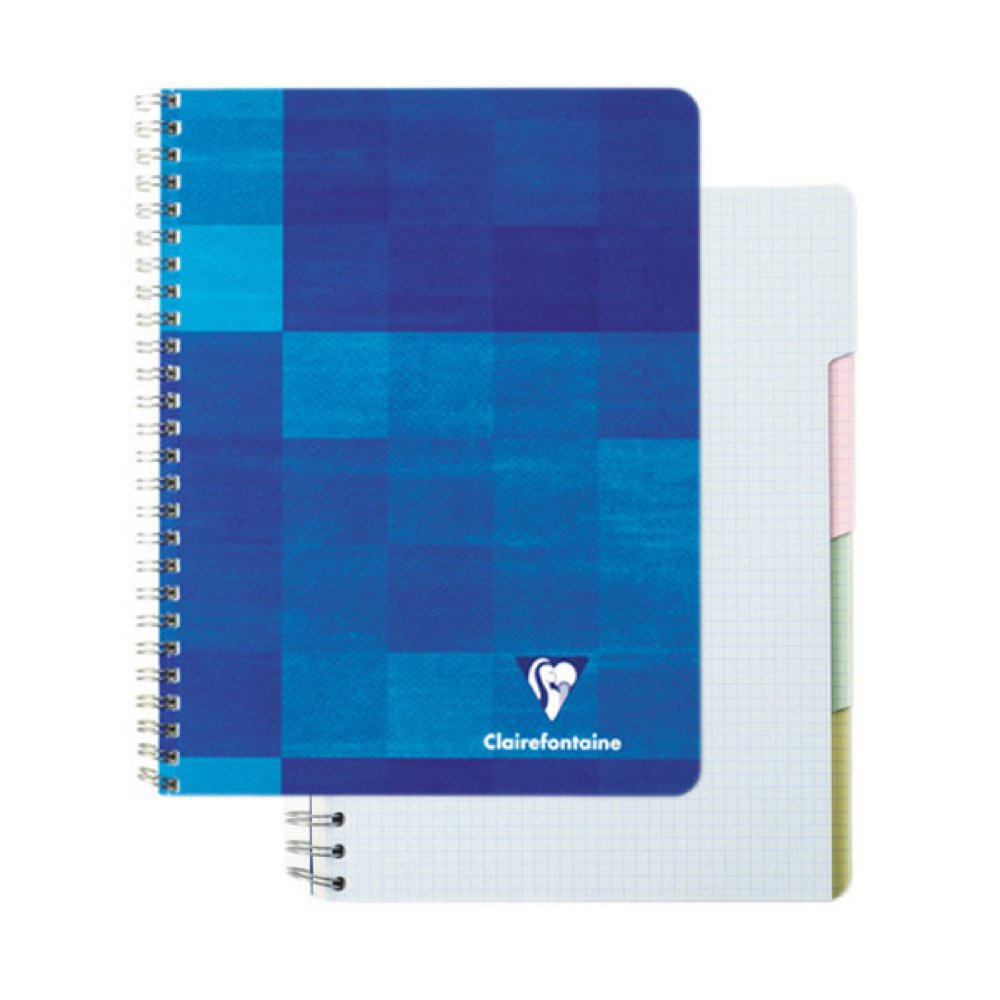 Clairefontaine Wirebound Notebook - Graph w/12 tabs 60 sheets - 6 3/4 x 8 3/4 - Sold