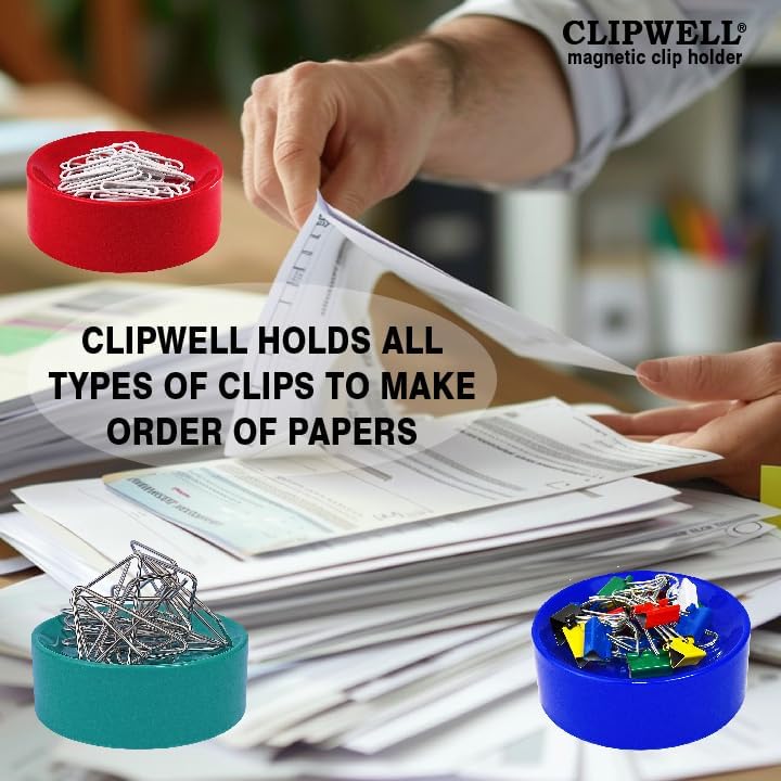 Clipwell Magnetic Paper Clip Holder - Easy Toss & Pick-Up - Holds Various Metal Parts