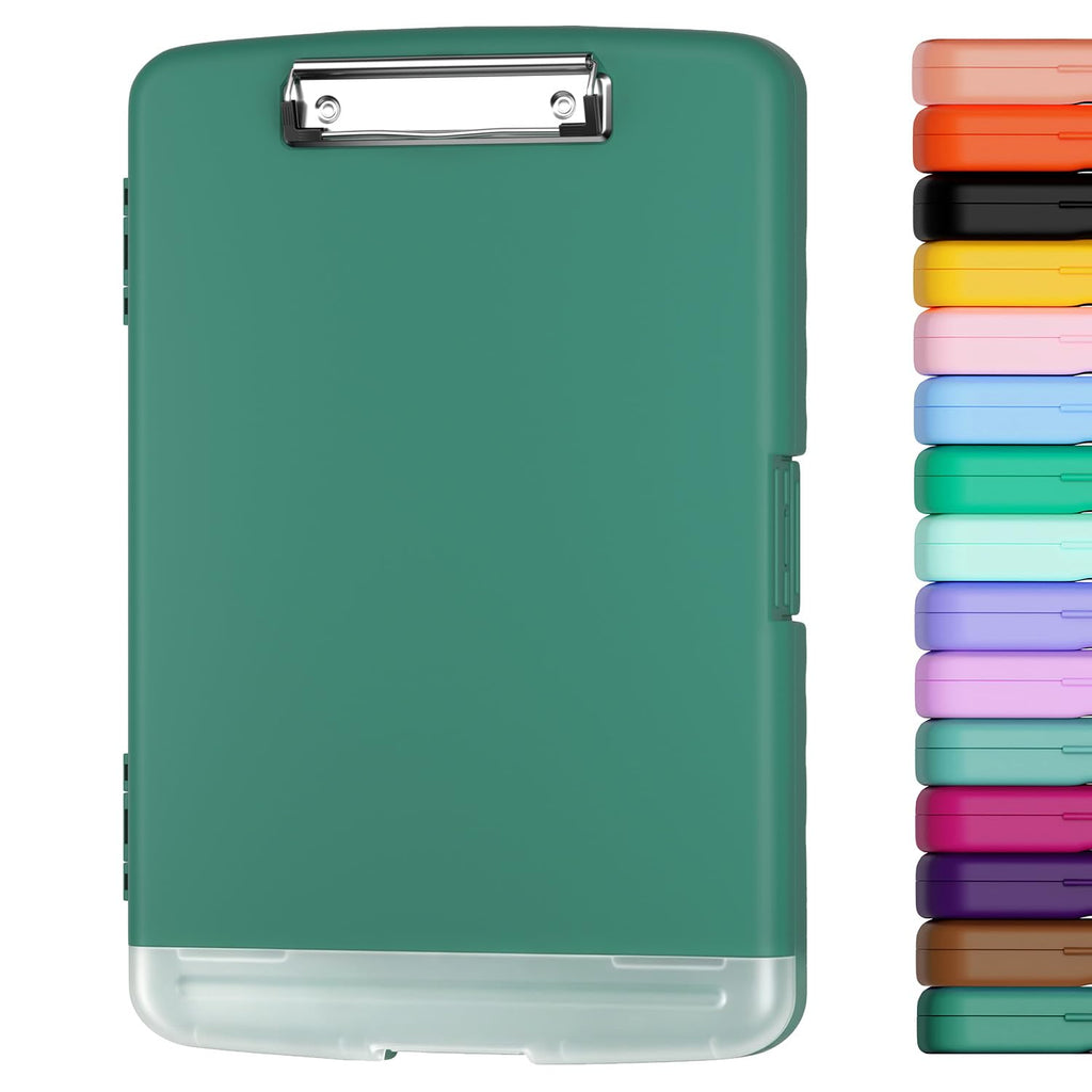 Piasoenc Clipboard with Storage, 8.5 x 11 Clip Board with Pen Holder, Red