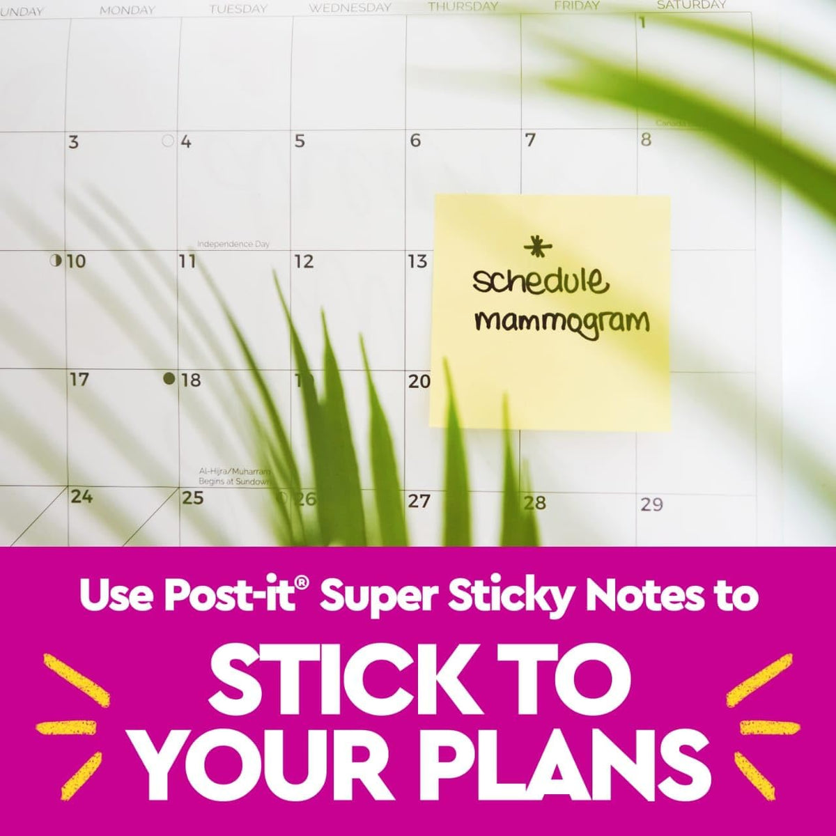 Post-it Super Sticky Notes, 2 in x 2 in, 10 Pads, 2X Sticking Power, Canary Yellow