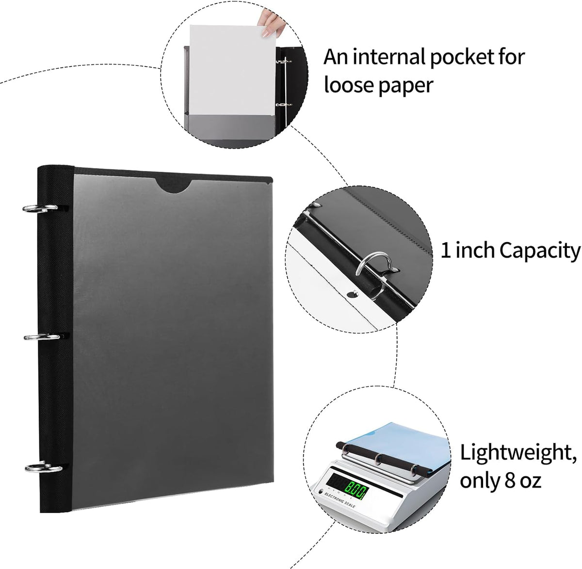 360° Pivotable 3 Ring Binder, Upgraded Foldable Binders 1 inch 2 Pack
