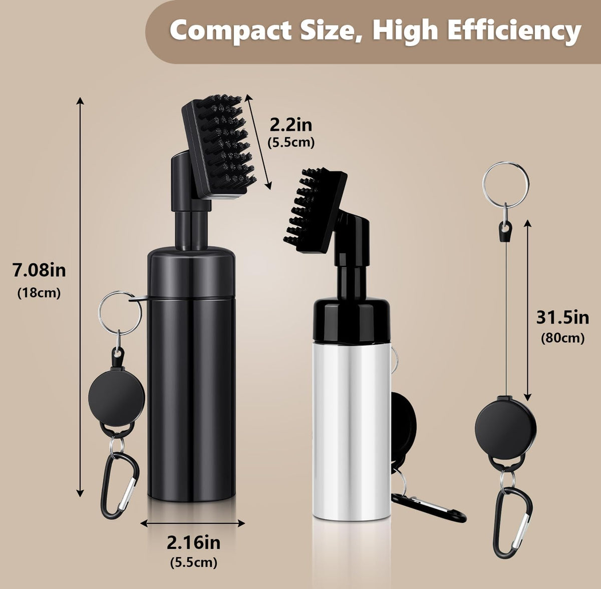 Golf Club Cleaner Brush 2 Pack - 7 Inch Golf Water Brush with 5 Oz Leakproof Bottle
