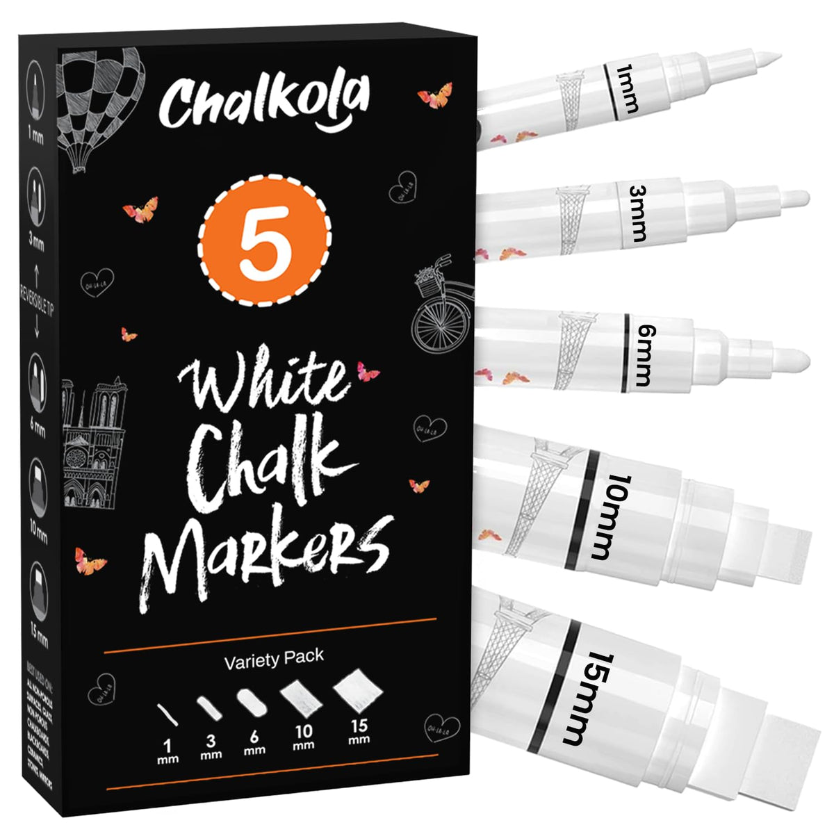 10 Liquid Chalk Markers Fine Tip for Blackboard, Windows, Chalkboard