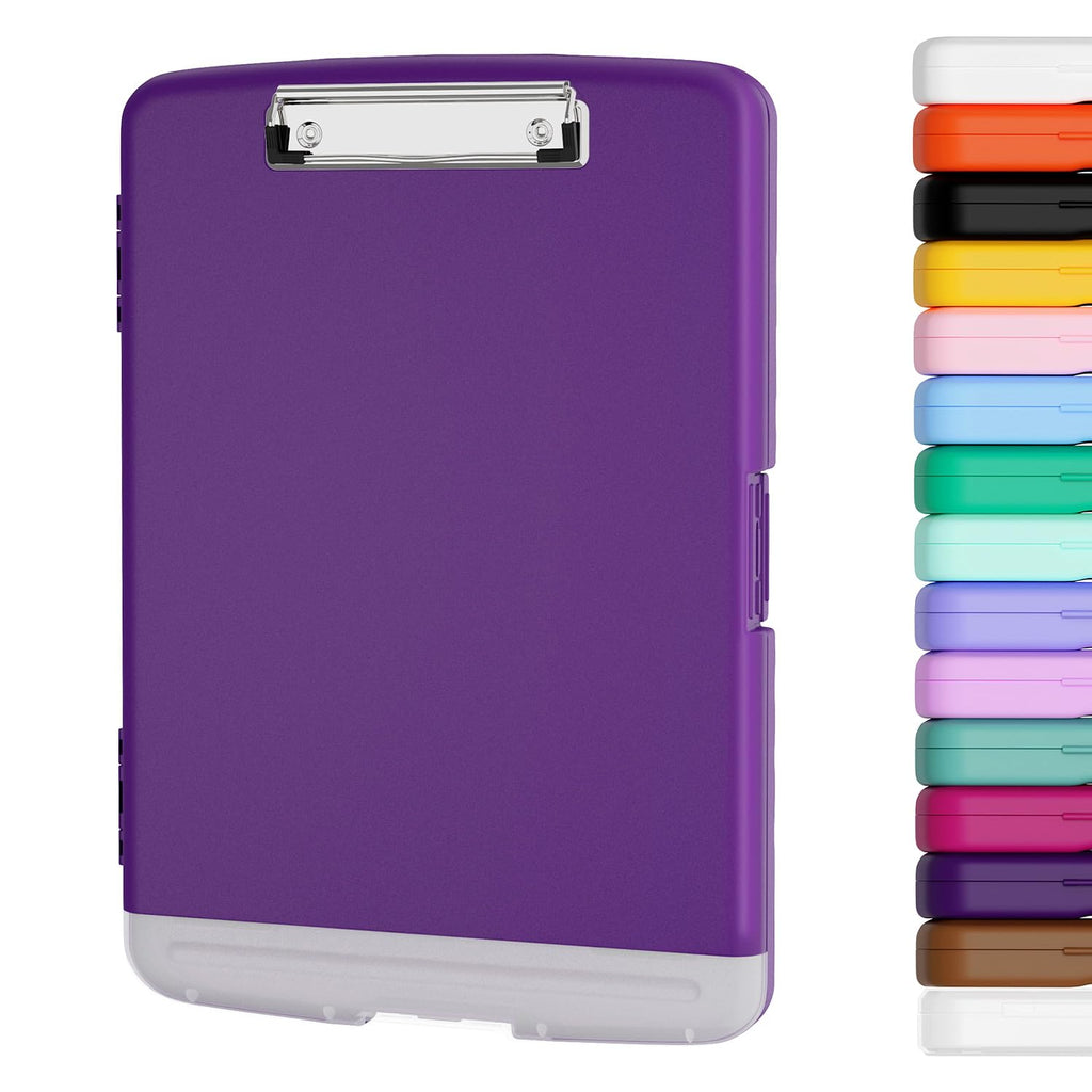 Piasoenc Clipboard with Storage, 8.5 x 11 Clip Board with Pen Holder, Red