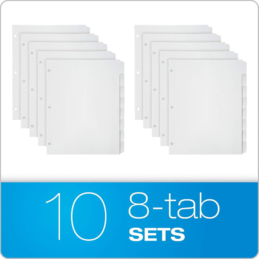 Oxford Binder Dividers for 3 Ring Binders, 10 Pack, 8-Tab Dividers, Write On Tabs