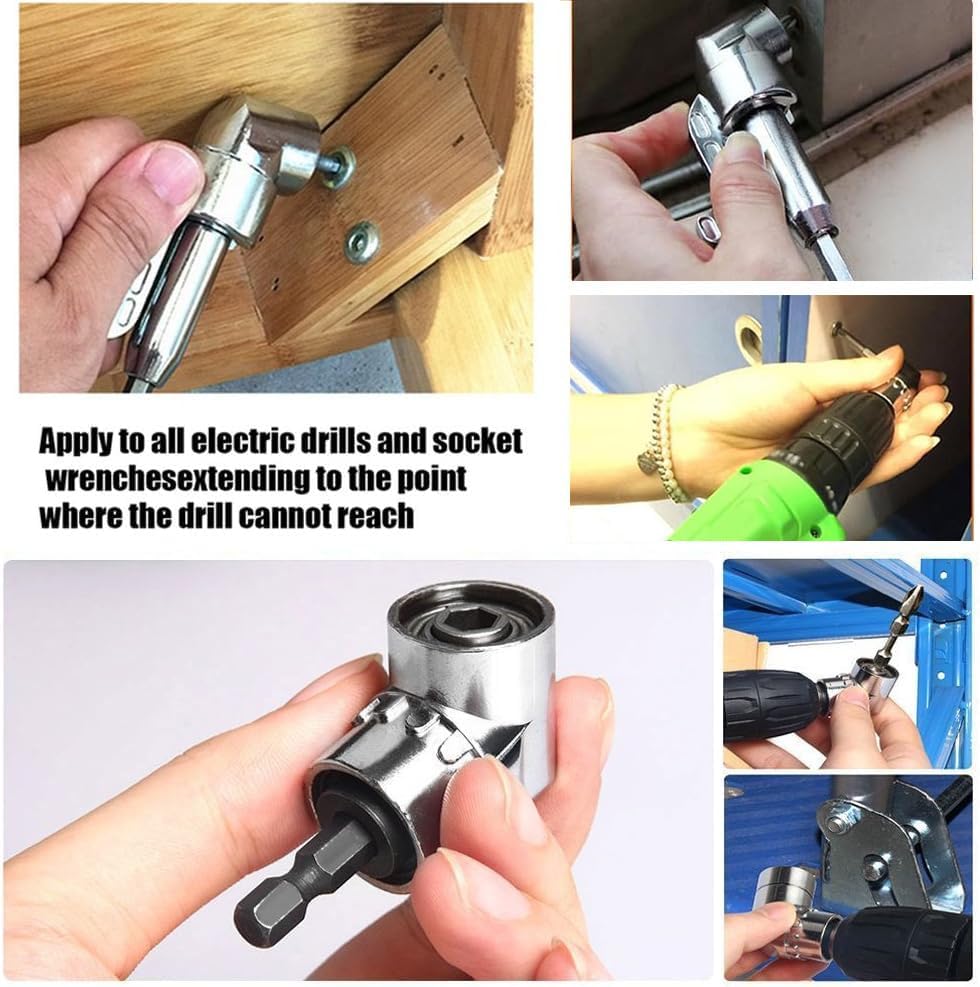 105 Degree Right Angle Drill Adapter,1/4" Hex Shank Driver Angle Drill Attachment