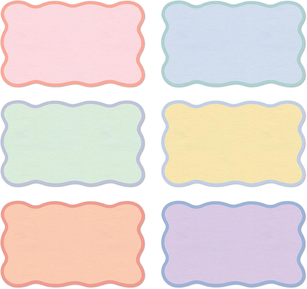 Whaline 120 Pack Pastel Index Cards 3 x 5 Inch Cardstock Flashcard Colorful Scalloped