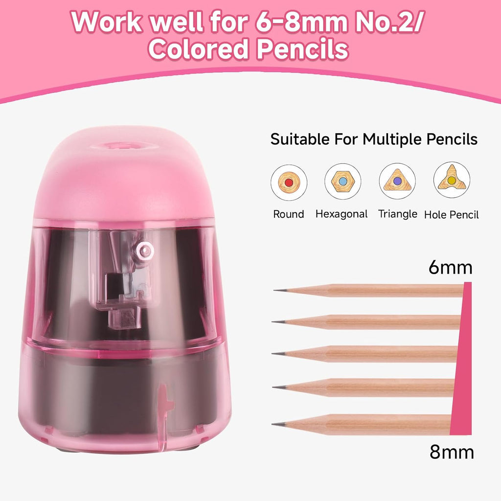 Battery-Operated Electric Pencil Sharpener with LED Light – Compact & Portable Pencil