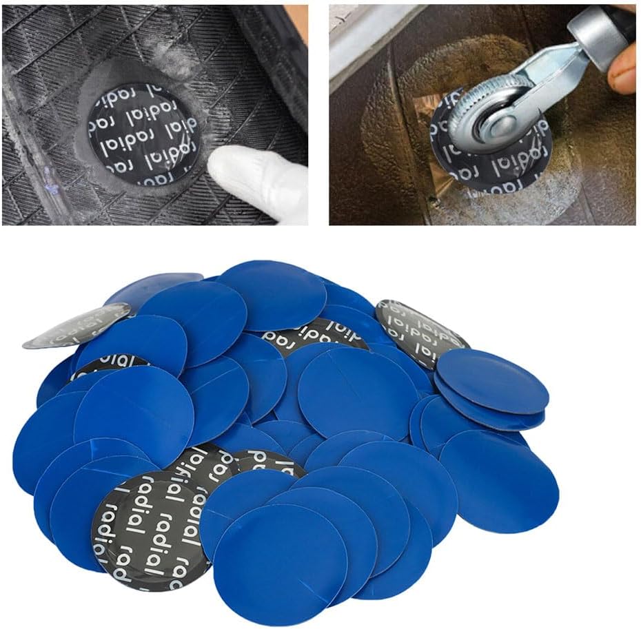 100 Pieces 1-3/4" 45mm Round Rubber Tire Repair Patch Set 1.77" for Car Truck Motorcycle