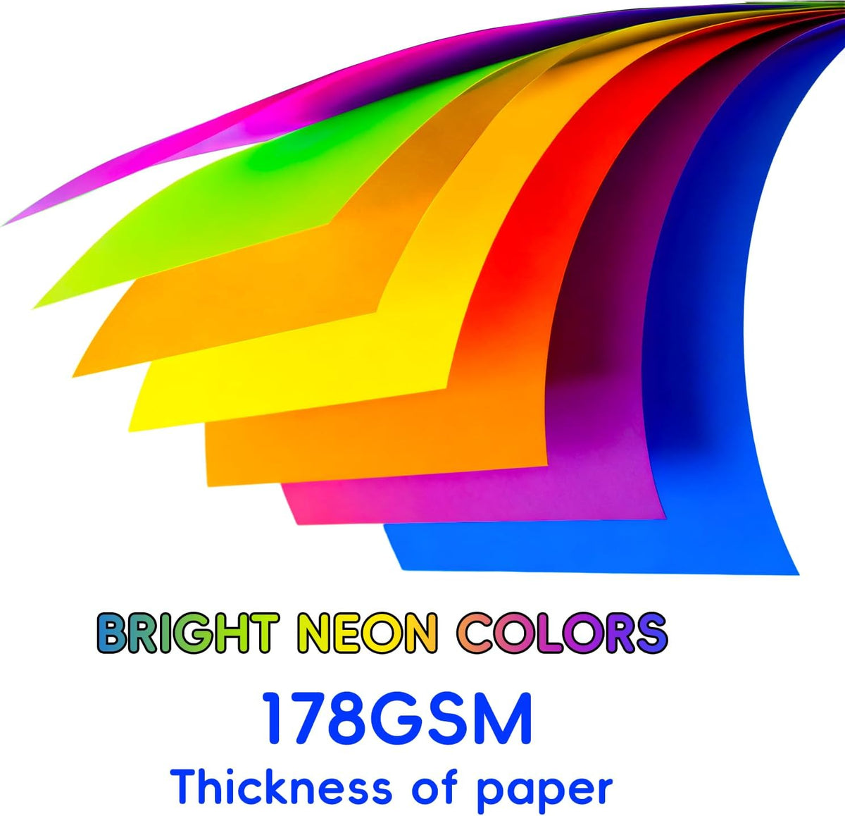 Index Cards 301-Count 3x5 Inch,178GSM Heavyweight Set of 7 Fluorescent Colors Paper