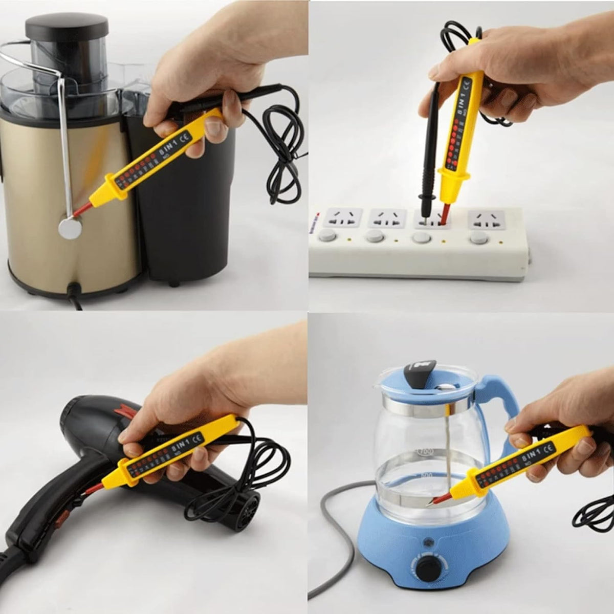 8 in 1 Electric AC/DC Voltage Detector Pen Circuit Tester with LED Lights