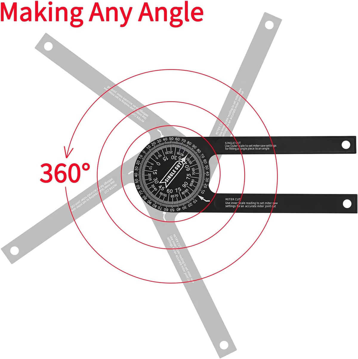 Aluminum Miter Saw Protractor，Angle Finder Tool，7-Inch Rust Proof