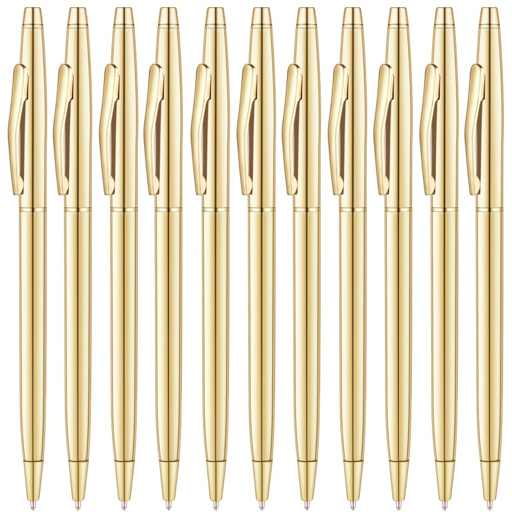 Unibene 6 Pack Slim Gold Ballpoint Pens Black Ink 1 mm - Black Ink