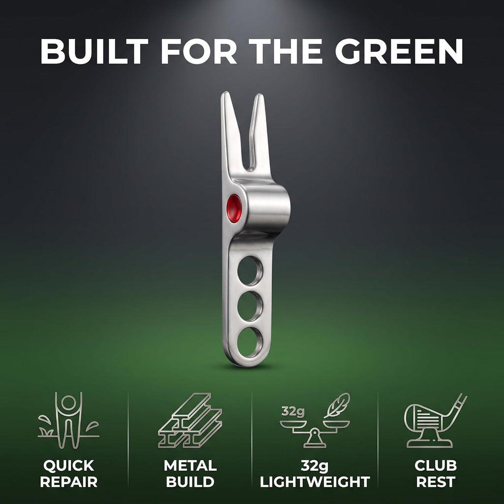 Jinshining 4 Pcs Silver Golf Ball Fork Pivot Divot Repair Tool Compatible Golf Divot