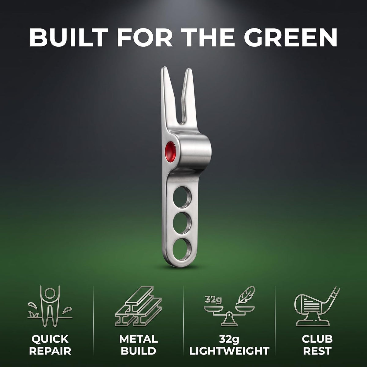 Jinshining 4 Pcs Silver Golf Ball Fork Pivot Divot Repair Tool Compatible Golf Divot