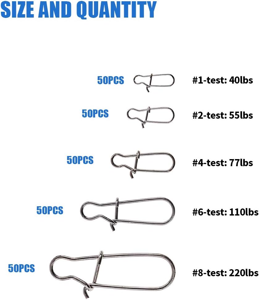 Glarks 250Pcs #1#2#4#6#8 Strong Stainless Steel Duo Lock Snaps Nice Swivel Slid Rings