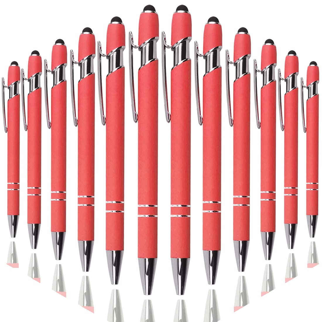 Oddmoal Ballpoint Pen with Stylus Tip, Soft Touch Click Metal Pen, 1.0mm Medium Point