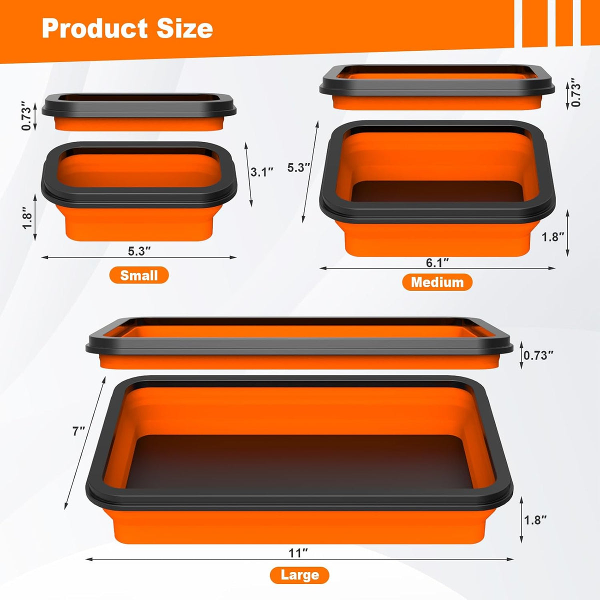 3-Piece Foldable Magnetic Parts Tray Set