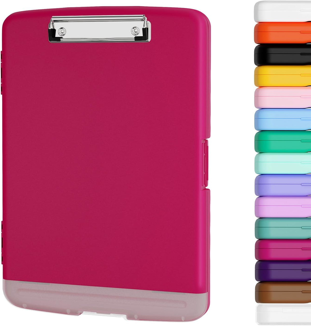Piasoenc Clipboard with Storage, 8.5 x 11 Clip Board with Pen Holder, Red