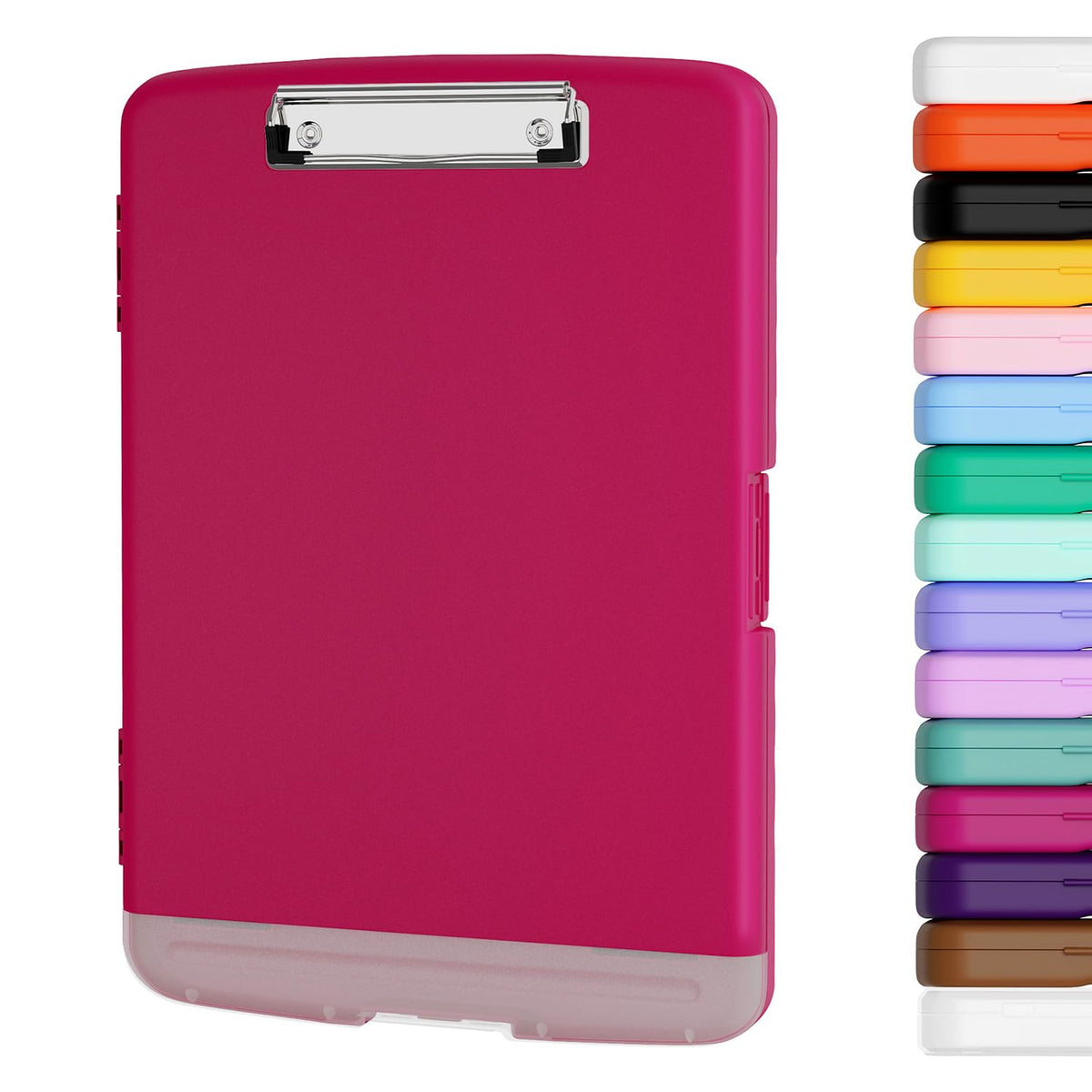 Piasoenc Clipboard with Storage, 8.5 x 11 Clip Board with Pen Holder, Red