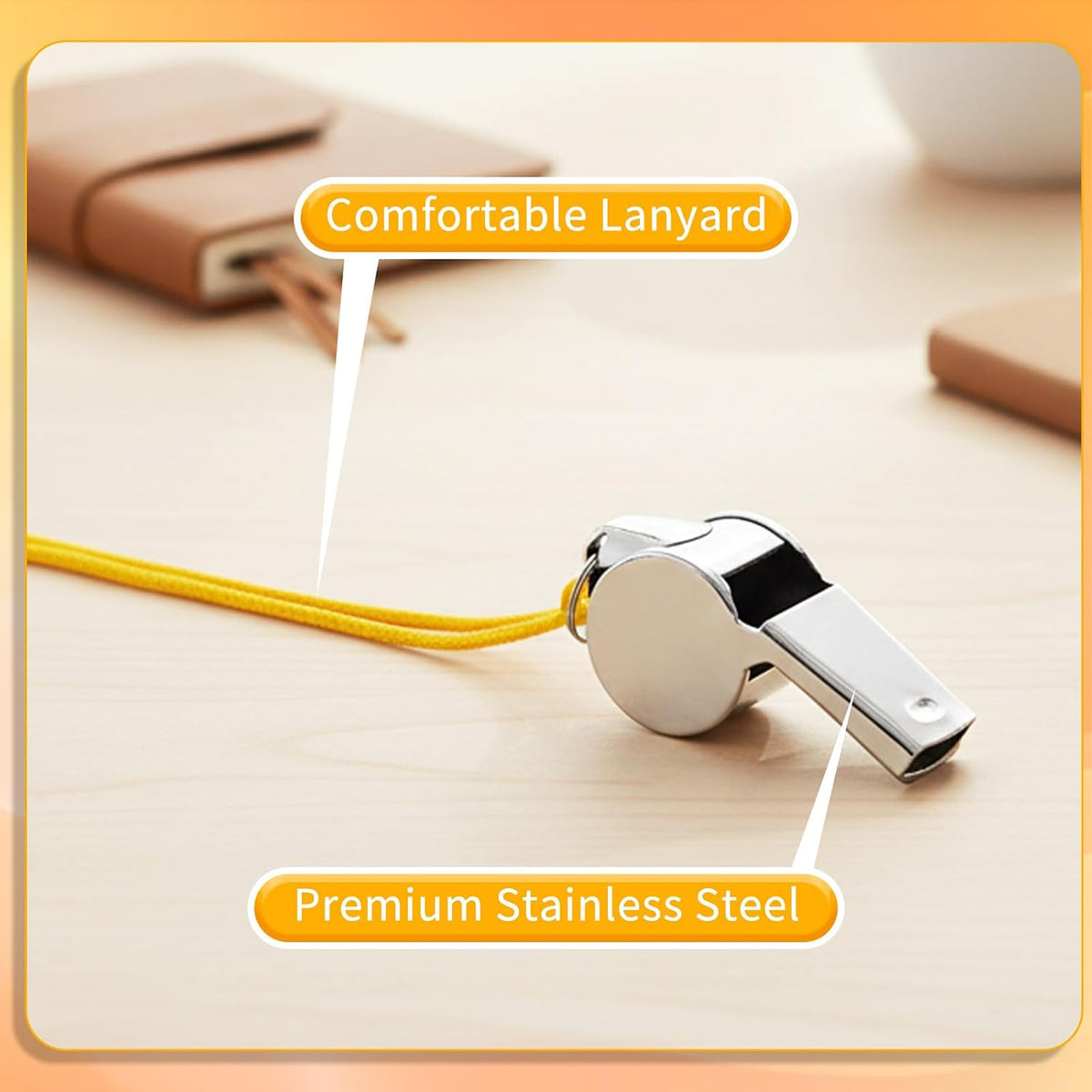 96 Pcs Stainless Steel Coach Whistle with Lanyard Loud for Referees
