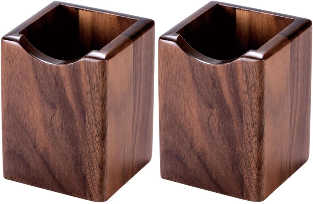 Wood Pen & Pencil Holder for Desk, 2 Pack – Brush Caddy (2 Pack Walnut Color)
