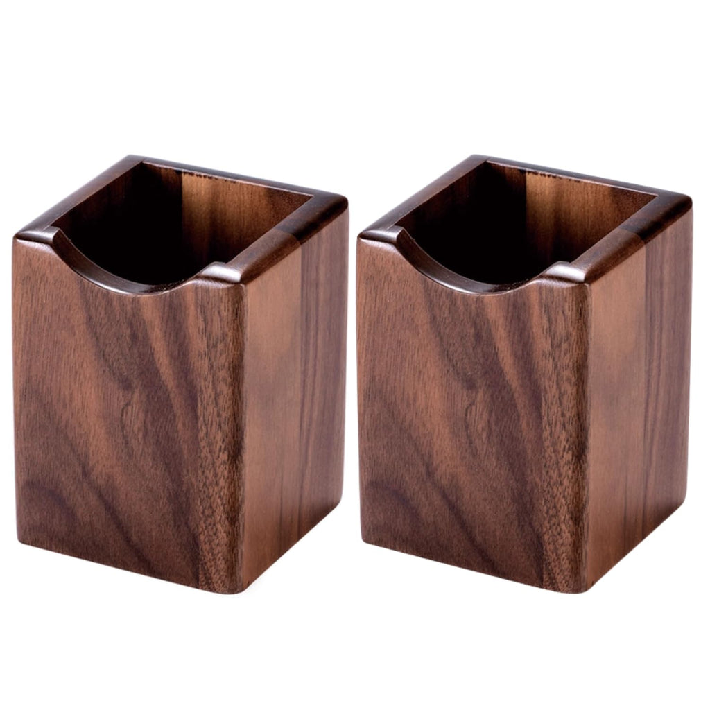 Wood Pen & Pencil Holder for Desk, 2 Pack – Brush Caddy (2 Pack Walnut Color)