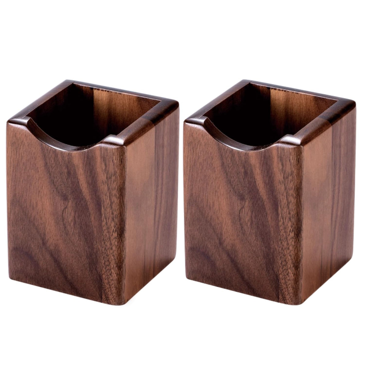 Wood Pen & Pencil Holder for Desk, 2 Pack – Brush Caddy (2 Pack Walnut Color)