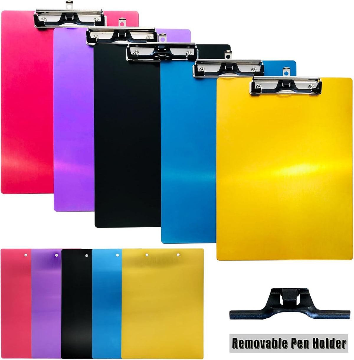 Aluminum Metal A4 Clipboard Hangable Letter Message Clip Board Pen Holder