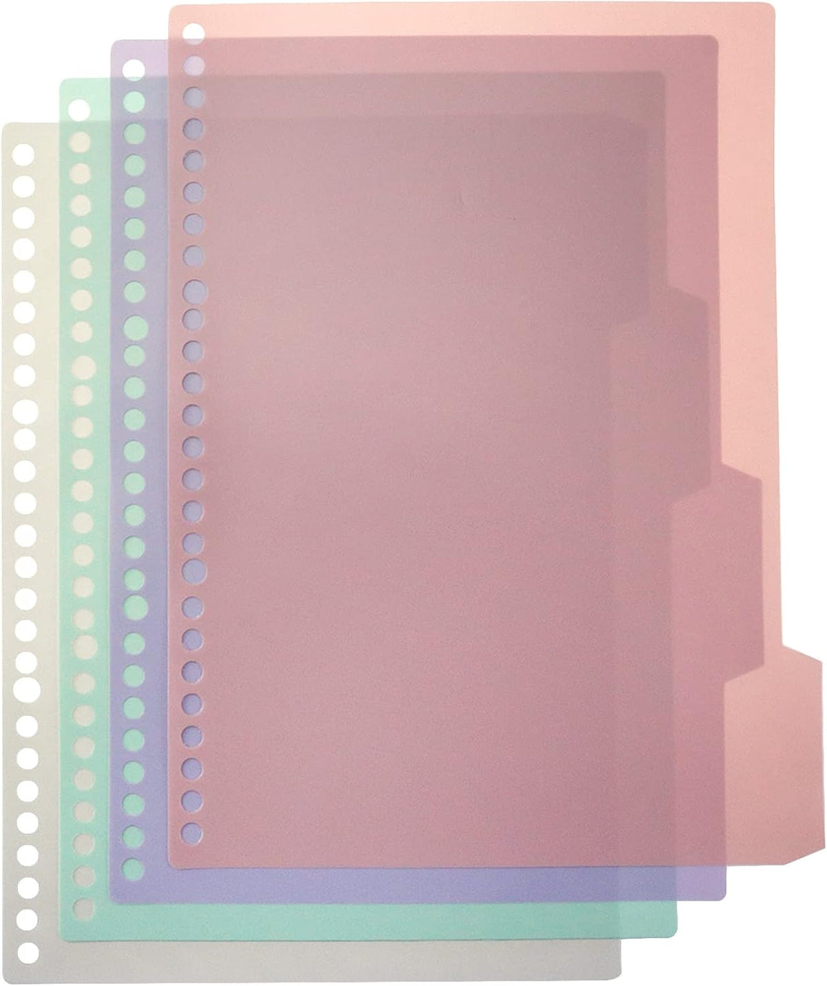Wealrit 1 Set B5 Plastic Dividers,Index Divider with 26 Hole Punch,4 Color